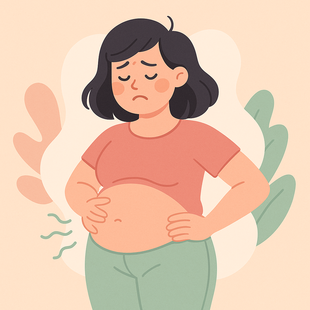 Femeie-cu-burta-umflata-si-disconfort-abdominal