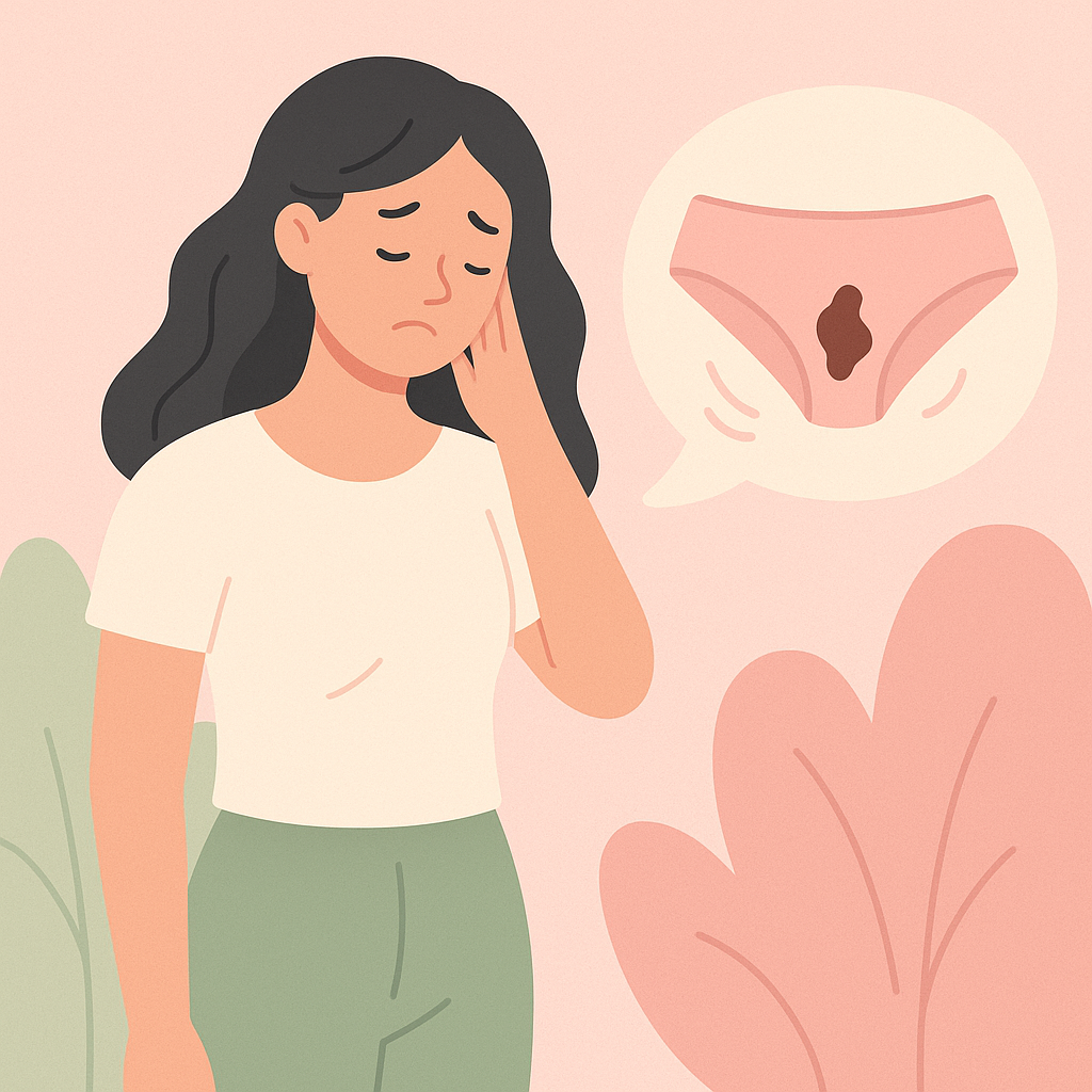 Femeie-scurgeri-maronii-inainte-menstruatie