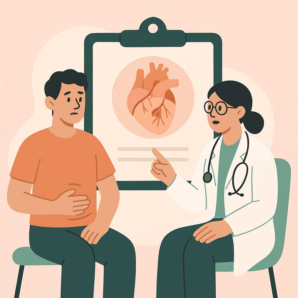 doctorul-explica-pacientului-care-se-tine-de-burta-afectiune-cardiaca