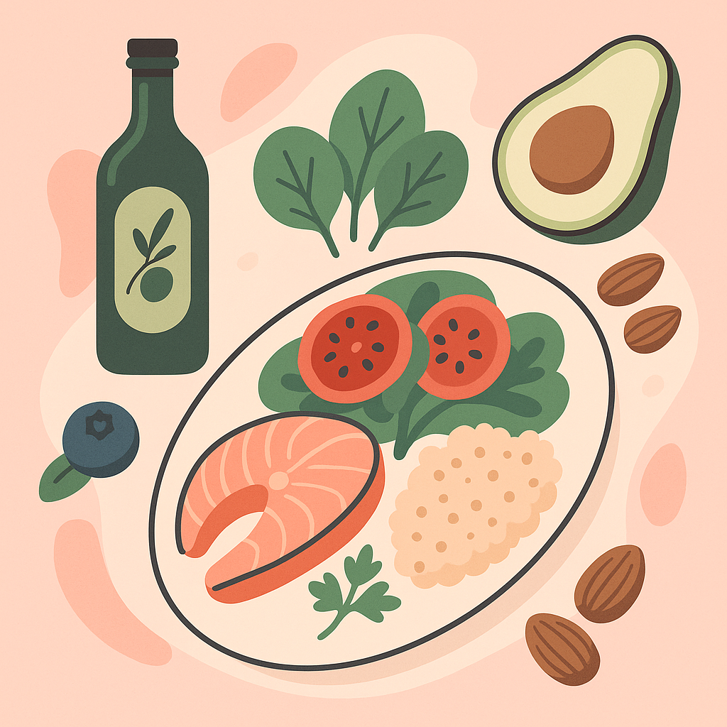farfurie-cu-peste-si-legume-sticla-cu-ulei-de-masline