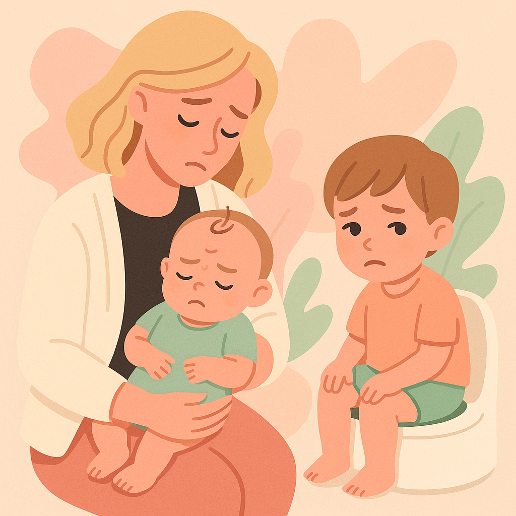mama-tine-brate-bebe-trist-copil-asezat-pe-toaleta