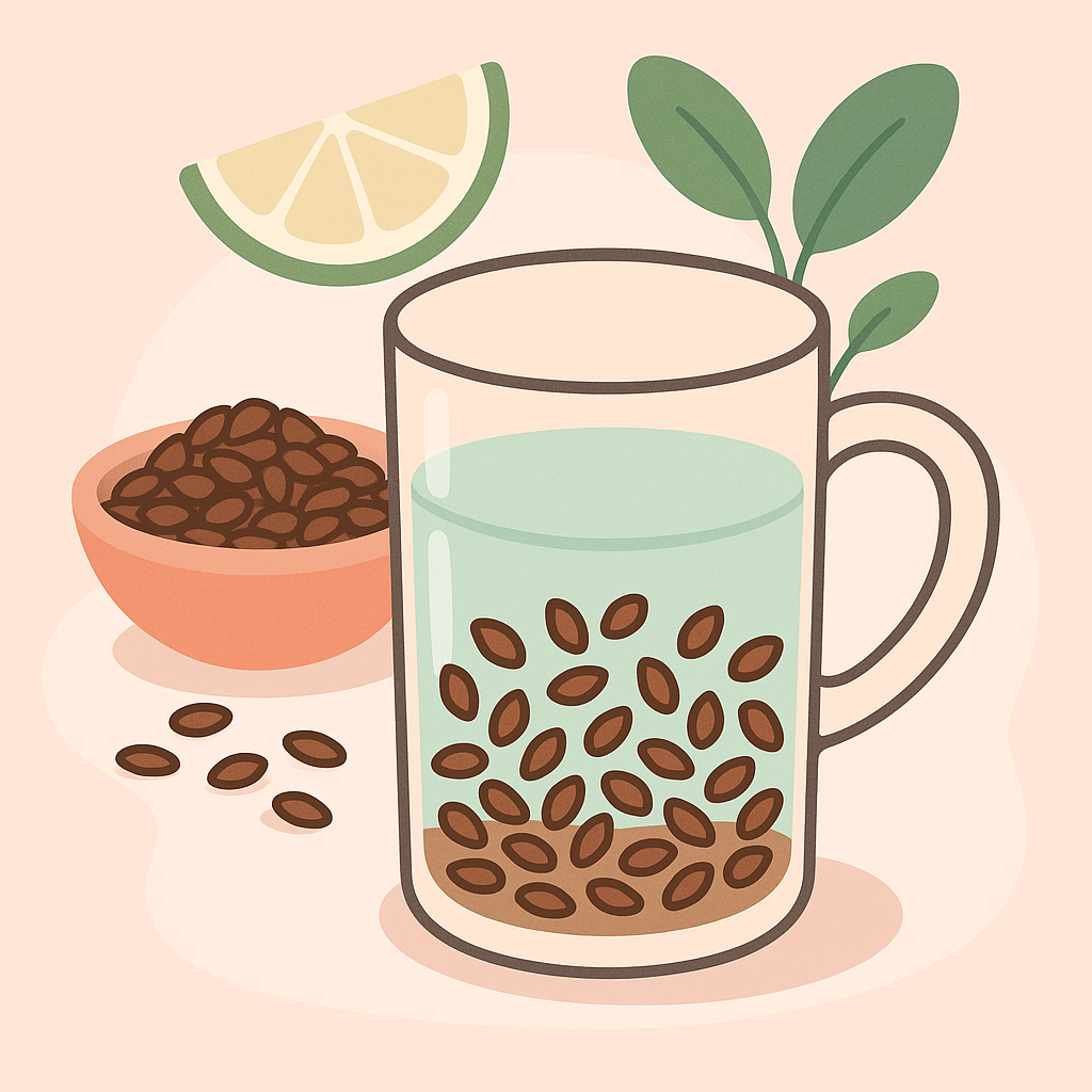 pahar-cu-apa-si-ceva-seminte-de-culoare-cafenie-si-pe-fundal-e-o-lamaie